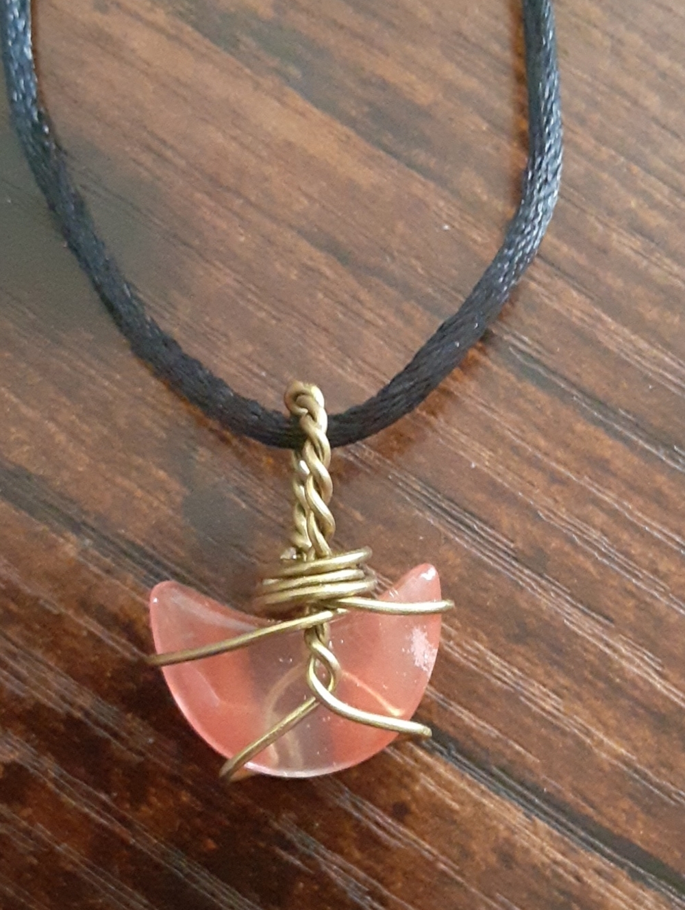 Handcrafted Pink Sea Glass Wire-Wrapped Pendant Necklace